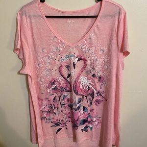 Style & Co pink flamingo shirt
